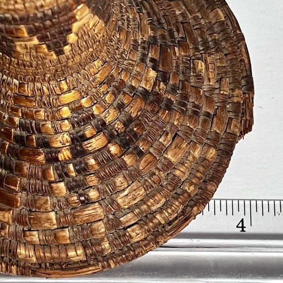 ETHIOPIAN HARARI BASKET / Single Coil Reed & Grass / Antique Pot Lid / Very Rare - Picture 10 of 12